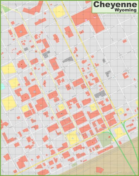 Cheyenne downtown map - Ontheworldmap.com