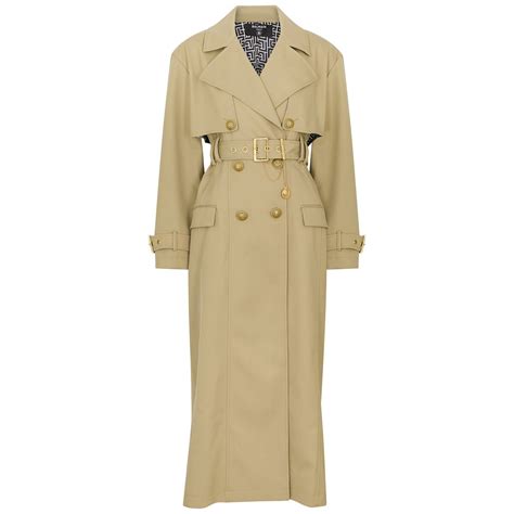 Balmain Double Breasted Gabardine Trench Coat 10 Camel Editorialist