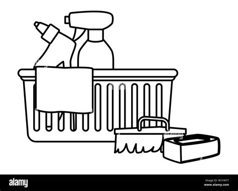 cleaning and hygiene equipment icons in black and white Stock Vector ...