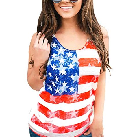 Womens Casual American Flag T Shirt 4th Of July Short Sleeve Tee Usa