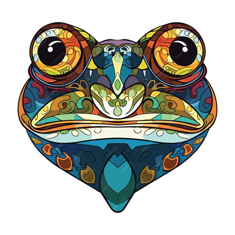 Лягушка Красочные Акварельные Витражи Мультфильм Каваи Клипарт Животное ...