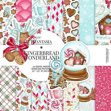 Christmas Gingerbread Digital Paper Pack Gingerbread Cookies