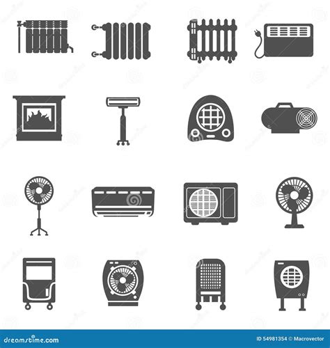 Heating And Cooling Icon Set Stock Vector Illustration Of Design