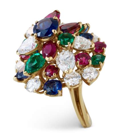 Multi Gem And Diamond Cluster Ring By Oscar Heyman Bros J S Fearnley