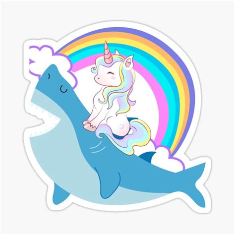 Unicorn Riding Shark Fansty Sticker For Sale By DEMONEMPEROR