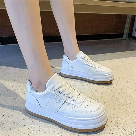 Buy Women Shoes Thick Bottom Korean Breathable Solid Color Platform Sneakers Women Chunky Spring