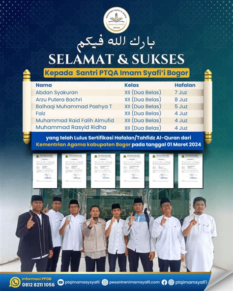 Alhamdulillah Santri Ptqa Imam Syafi I Lulus Sertifikasi Hafalan