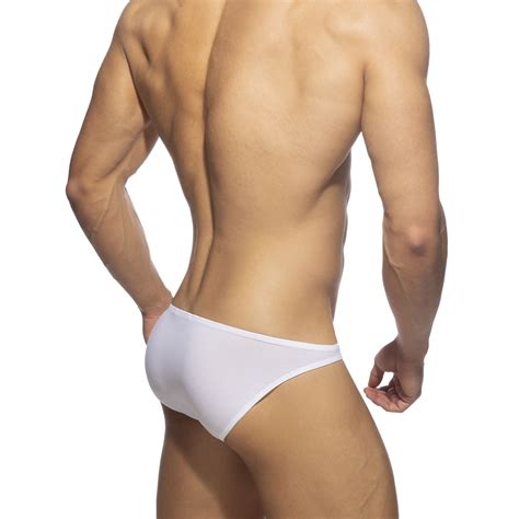 SLIP BIKINI EN MESH ROUGE ET BLANC L Homme Sexy