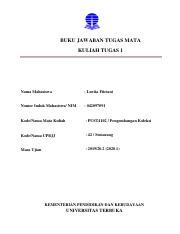 BJT Tugas1 PUST4102 Pdf BUKU JAWABAN TUGAS MATA KULIAH TUGAS 1 Nama