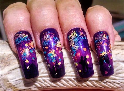 New Years Nails Fireworks Nails My Own Design Firework Nails