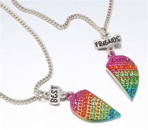 Bff Rhinestone Magnetic Heart Necklaces Set Of 2 BFF Necklaces With ...