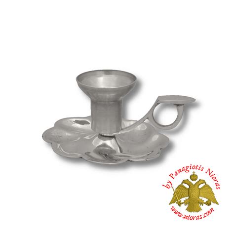 Traditional Single Candle Stand With Plate And Handle Nickel Plated