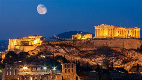 The Parthenon At Night