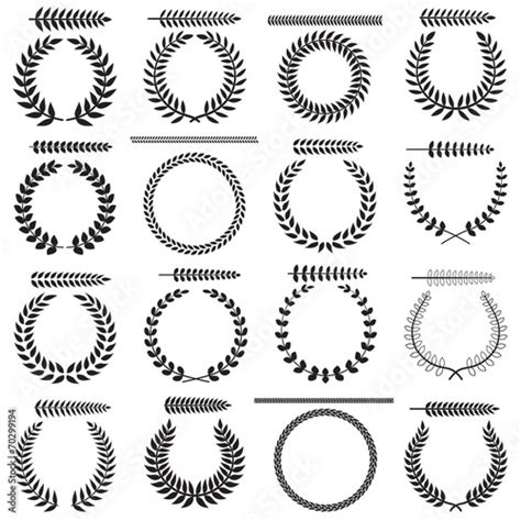 Set Of Silhouettes Of Laurel Wreaths And Branches Stock Image And