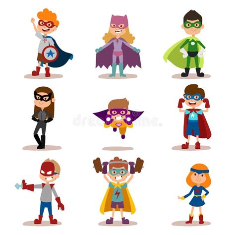 Superhero Kids Boys And Girls Cartoon Vector Stock Vector - Image: 64628846