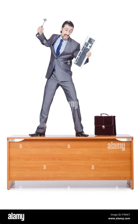 Businessman Breaking His Computer Stock Photo Alamy