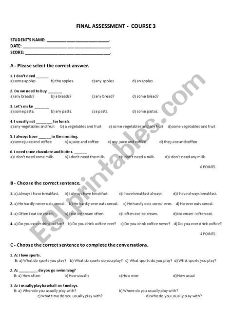 Final Assessment Beginners Esl Worksheet By Chosen1