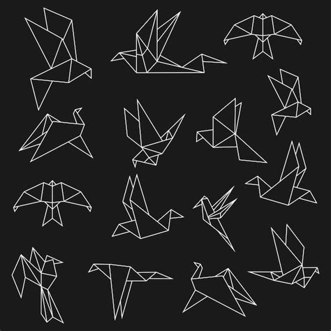 Origami Fliegende Vögel Nahtloses Muster Premium Vektor