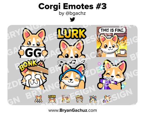 Corgi Twitch Emotes Dono Lurk This Is Fine Hit Evil Knife Gift Etsy