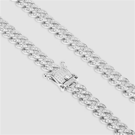 Sterling Silver Iced Out Cuban Link Chain - 8mm – LINX