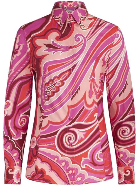 Etro Paisley Print Long Sleeve Shirt Pink Farfetch