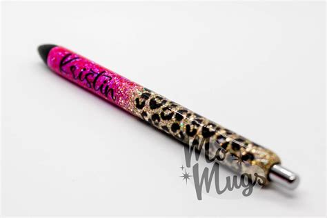 Leopard Print Glitter Pen Epoxy Gel Pen Gold And Hot Pink Etsy