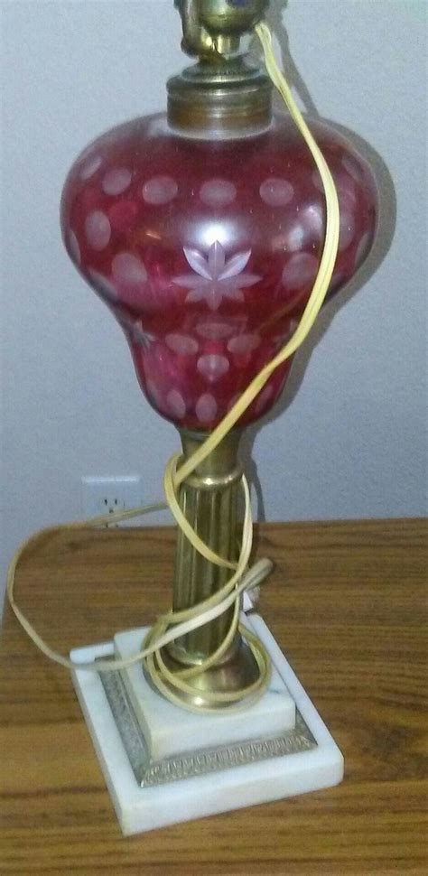 New England Etched Cranberry Glass Table Lamp For Sale Classifieds