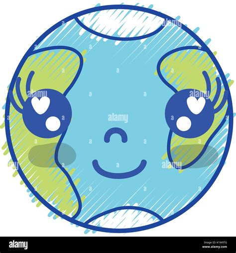 Kawaii Cute Happy Earth Planet Stock Vector Image And Art Alamy