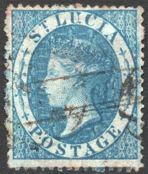 St Lucia 1860 4d Blue Sg 2 Good Used V46627 Imperium Stamps Ltd