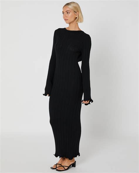 Sndys Baha Long Sleeve Dress Black Surfstitch