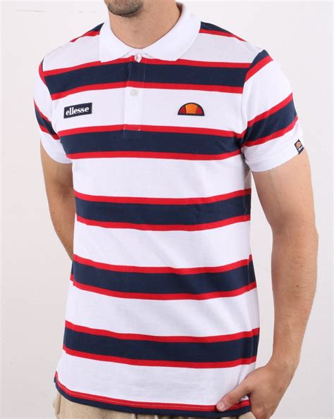 Ellesse Marono Polo Shirt In White Navy And Red 80s Casual Classics