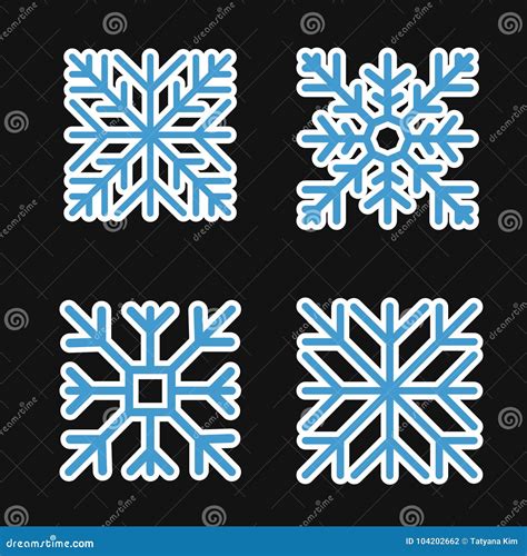 Set Square Snowflake Flat Icon Vector Stock Vector Illustration Of