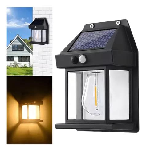 D S Arandela DS De Parede Luz Solar Sensor De Presença Cor Preto