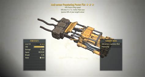 3 Anti Armor Power Fist Swing Speed 25 Less Ap Cost Fallout 76 Pc