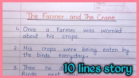 The Farmer And The Crane 10 Lines Story 10 Lines Story The Farmer And