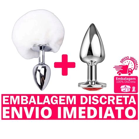 Kit Plug Anal Rabo De Coelho Tamanho P Pompom E Plug Dilatador Anal P