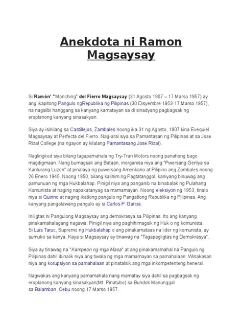Anekdota Ni Ramon Magsaysay