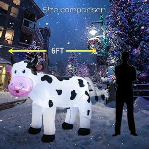 TRMESIA 6FT Christmas Inflatable Cow Decoration With LED Lights