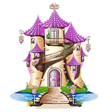 Castelo Cor de rosa Do Conto De Fadas Ilustração do Vetor Ilustração