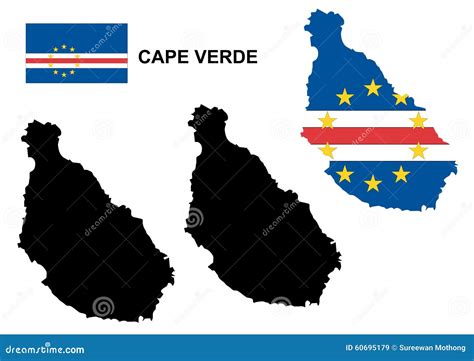 Vetor Do Mapa De Cabo Verde Vetor Da Bandeira De Cabo Verde Cabo