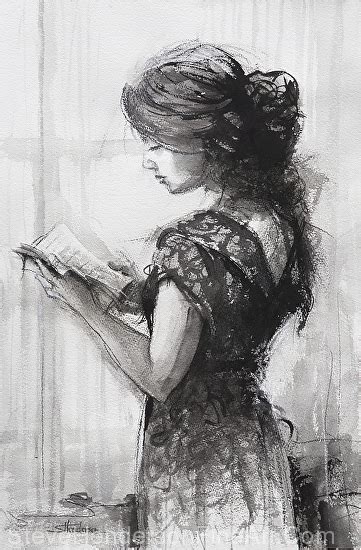 Steve Henderson Work Detail Light Reading Original Watercolor