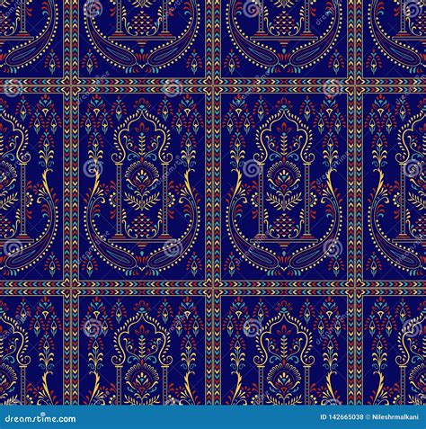 Seamless Traditional Indian Textile Fabric Pattern Stock Illustration