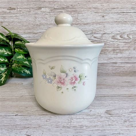 Cookie Jar Pfaltzgraff Tea Rose Canister With Lid Etsy In