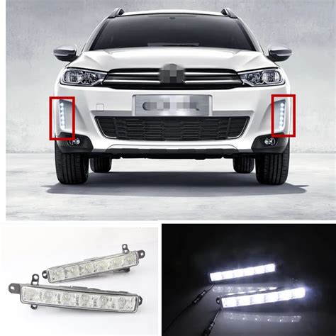 2pcs Super Bright White Led Daytime Running Lights Car Stylish Waterproof Drl Fog Lamp Covers