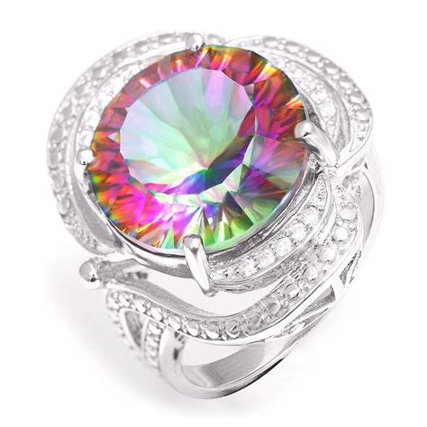 Regalia Genuine Rainbow Fire Mystic Topaz 15ct Iobi Precious Gems Ring