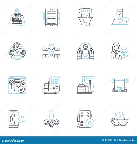 Desk Job Linear Icons Set Sedentary Monotonous Productivity