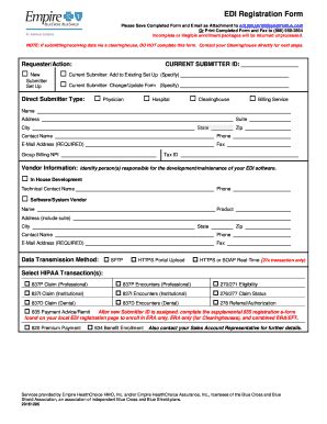 2016 2025 Empire Blue Cross Blue Shield EDI Registration Form Fill