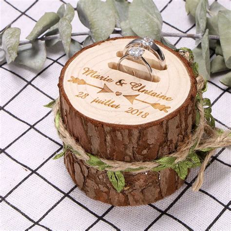 Rustic Wedding Wood Ring Box Engagement Rustic Wood Custom Wedding