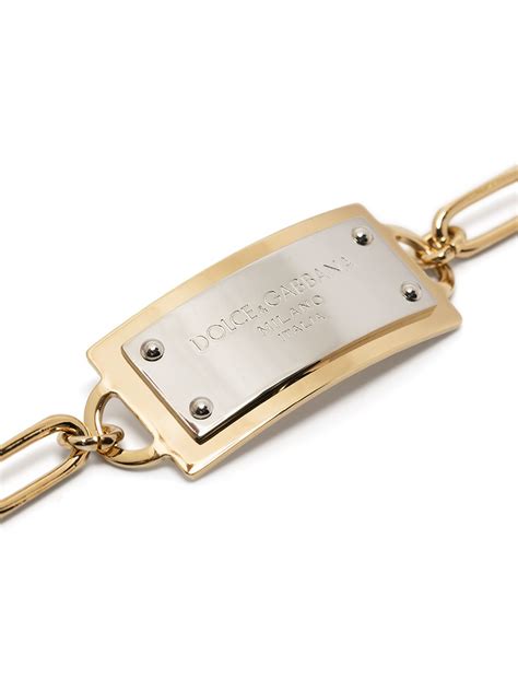 Dolce Gabbana Engraved Chain Link Bracelet Gold Farfetch Uk