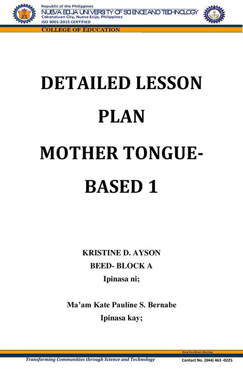 Lesson Plan Keep Excellence Burning Detailed Lesson Plan Mother